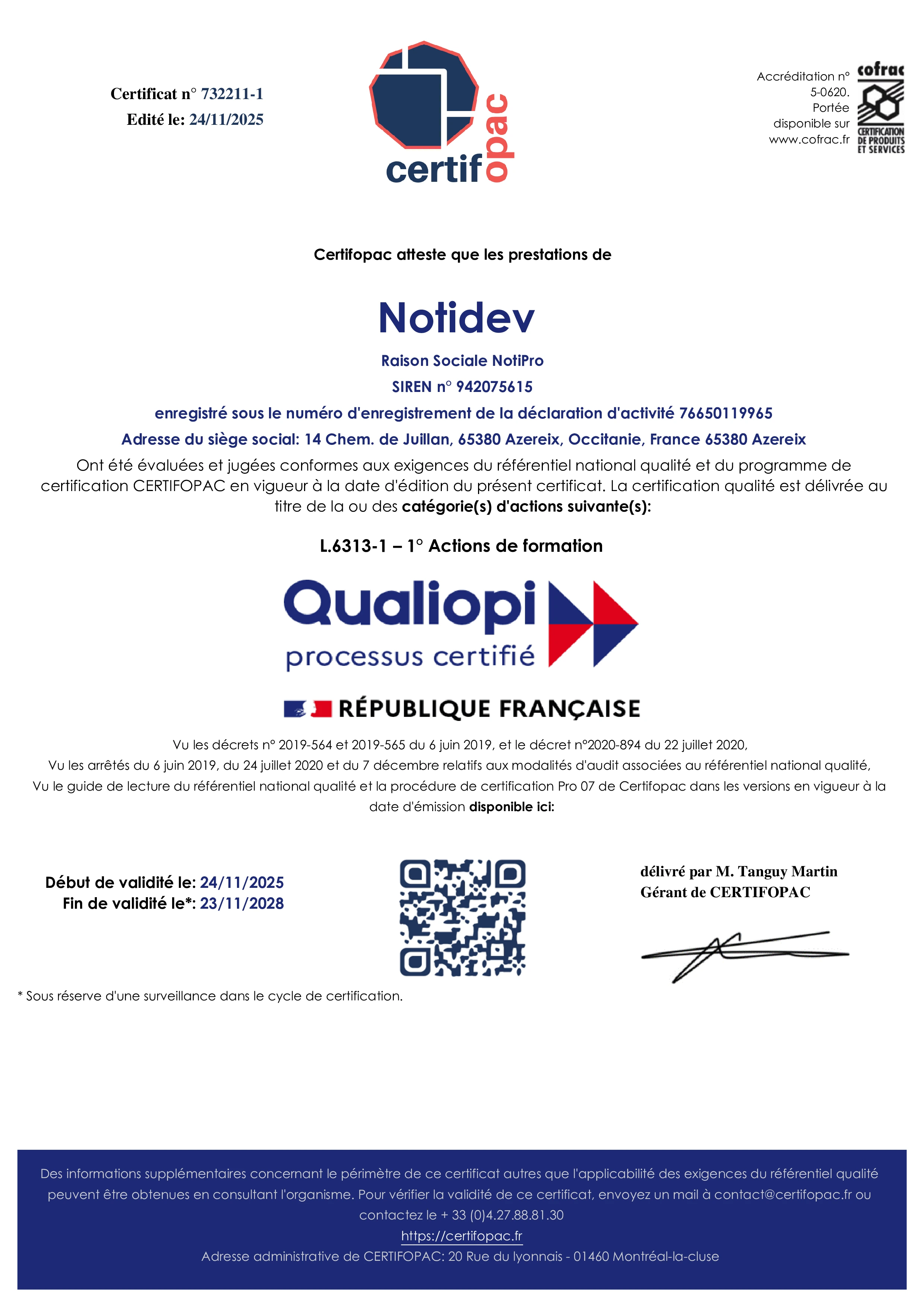 Certificat Qualiopi